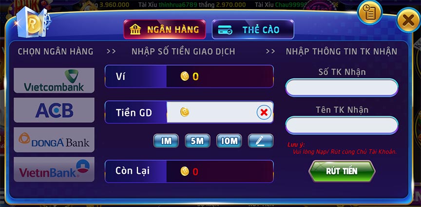Hướng dẫn rút tiền tại RikVIP Club
