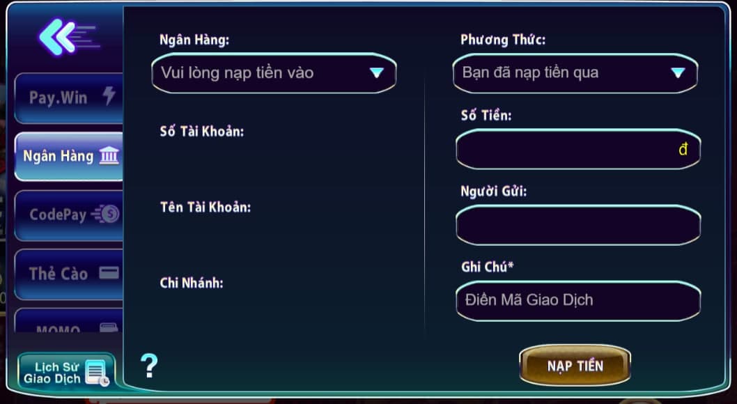 Hướng dẫn nạp tiền 789 Club